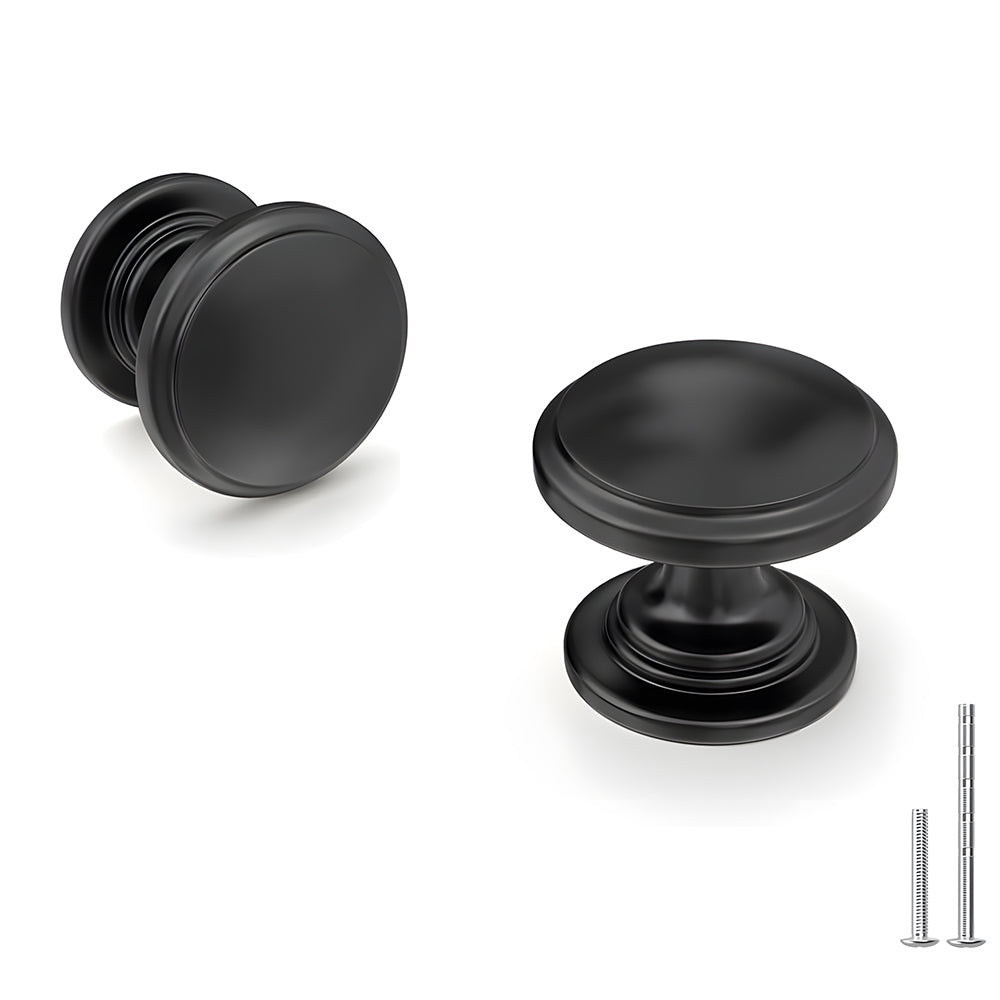 Minimalist Round Drawer Knobs with Stepped Base