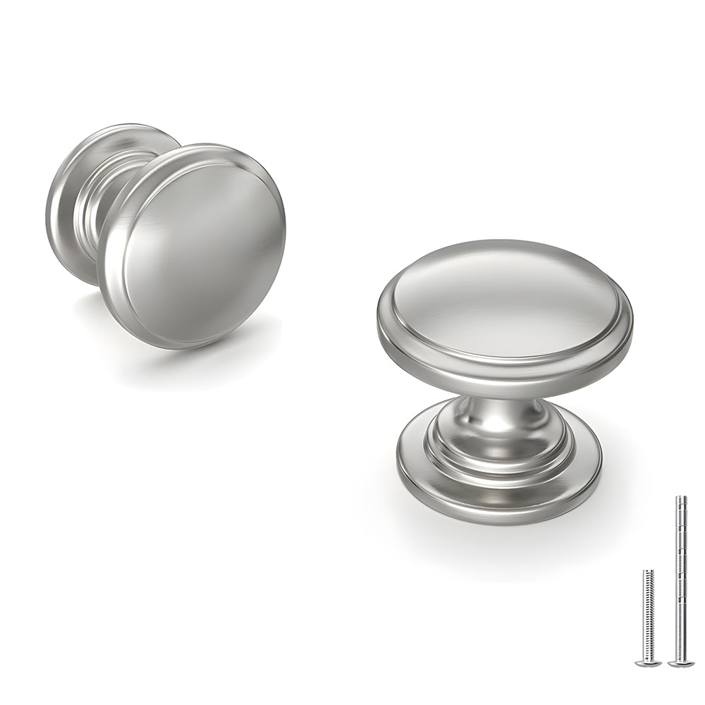 Minimalist Round Drawer Knobs with Stepped Base