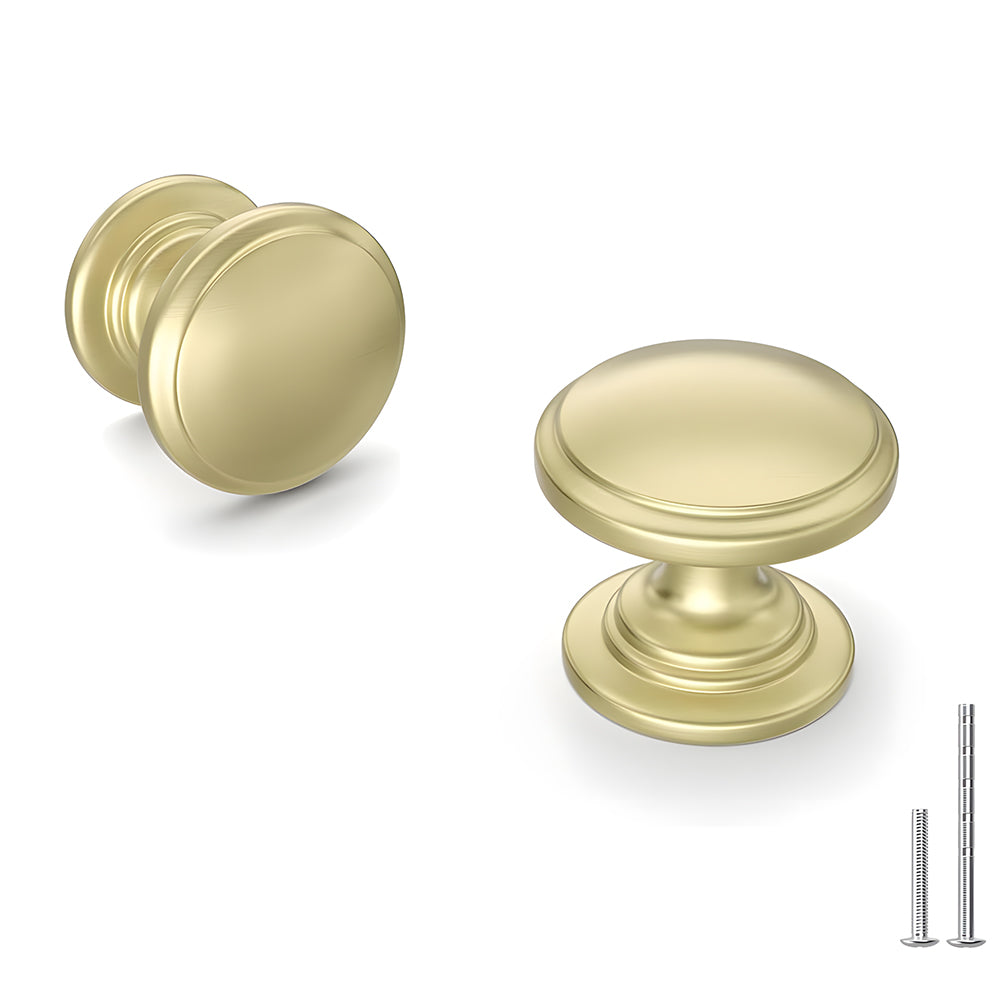 Minimalist Round Drawer Knobs with Stepped Base