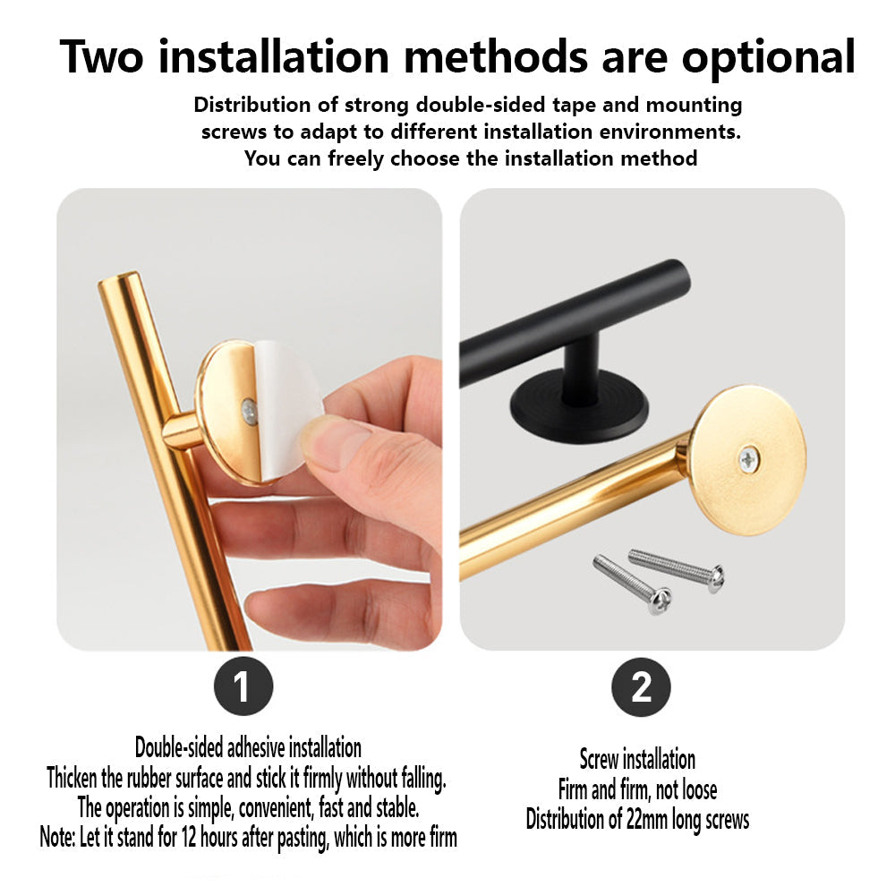 Modern Aluminium T-Bar Cupboard Handles with Ringed Round Bases