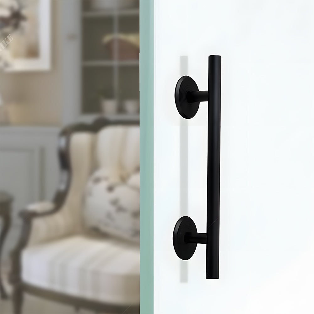 Modern Aluminium T-Bar Cupboard Handles with Ringed Round Bases