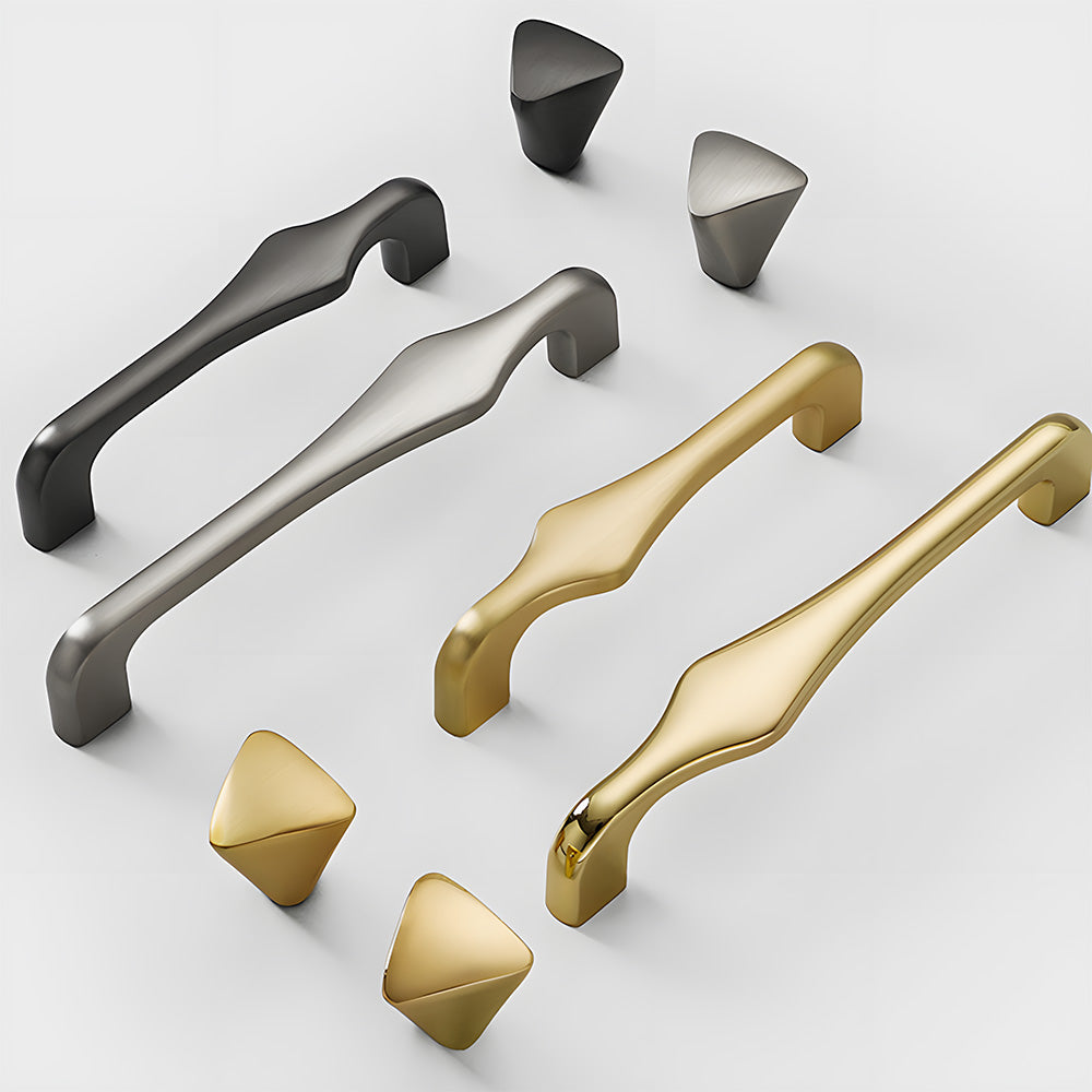Modern Asymmetric Cupboard Handles & Triangle Knobs