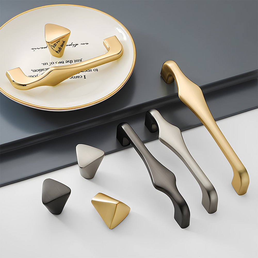 Modern Asymmetric Cupboard Handles & Triangle Knobs