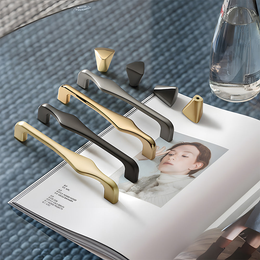 Modern Asymmetric Cupboard Handles & Triangle Knobs