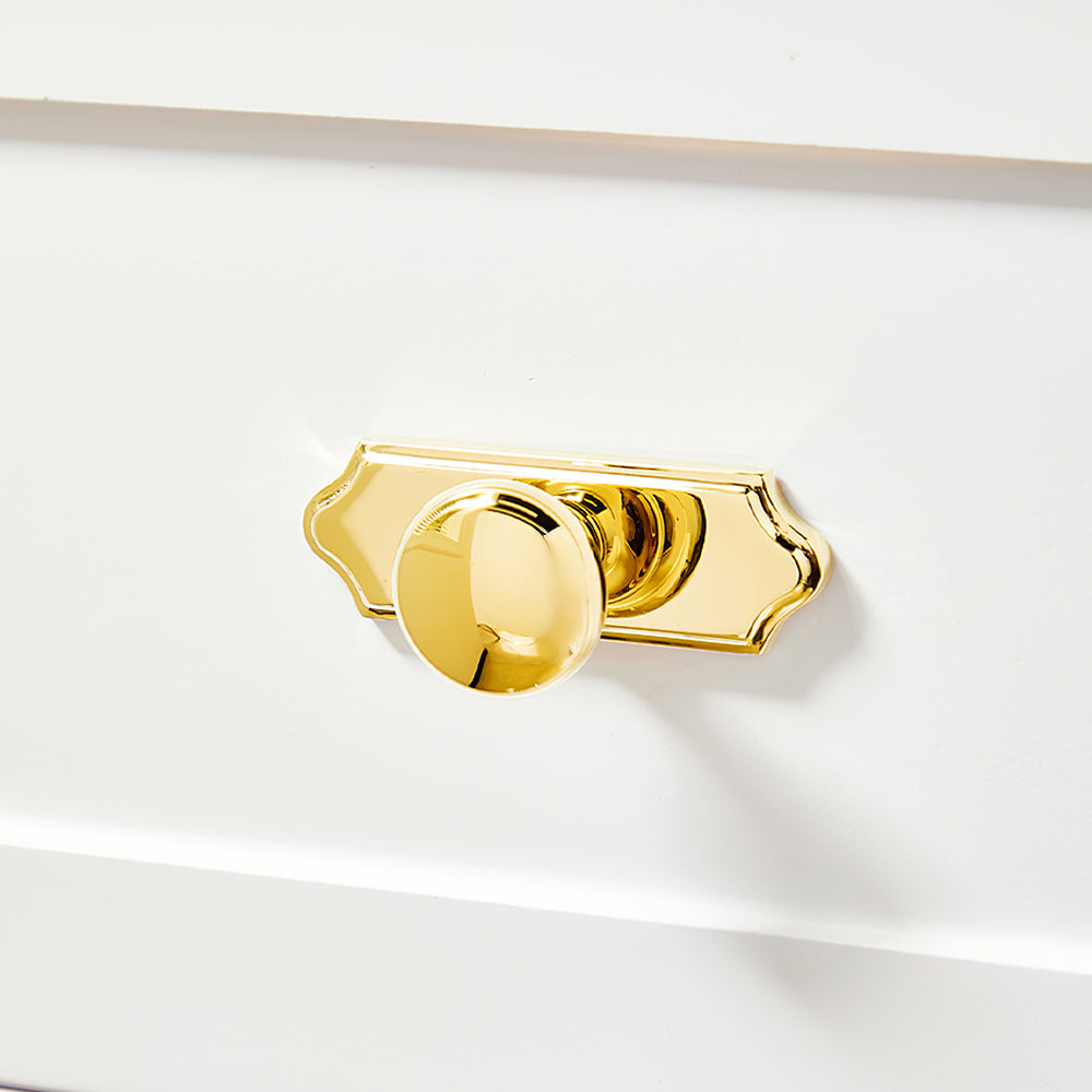 Modern Ball and Mushroom Brass Cupboard Knobs with Backplate