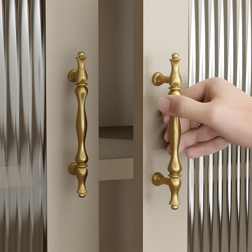 Modern Baluster T-Bar Cupboard Handles & Knobs in Solid Brass