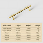 Modern Baluster T-Bar Cupboard Handles & Knobs in Solid Brass