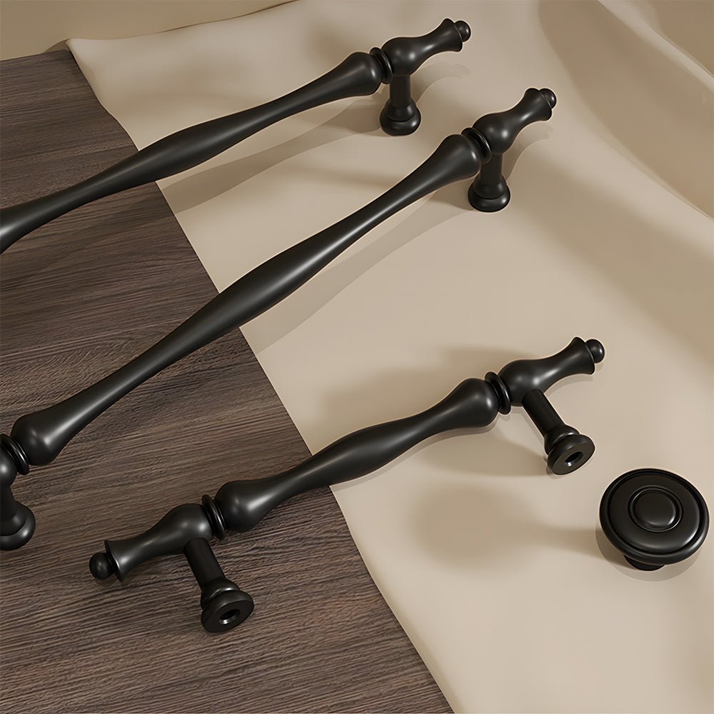 Modern Baluster T-Bar Cupboard Handles & Knobs in Solid Brass