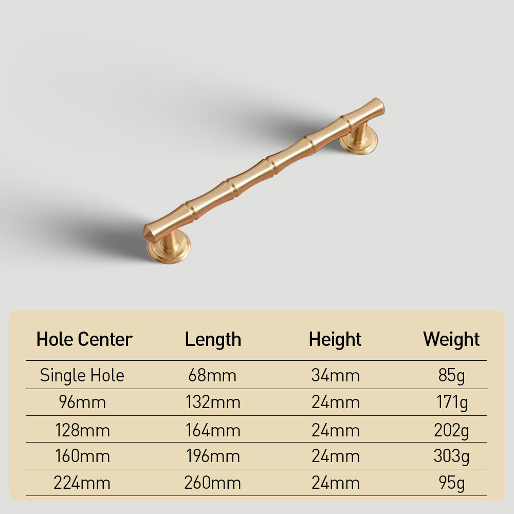 Modern Bamboo Brass Wardrobe Handles & Knobs