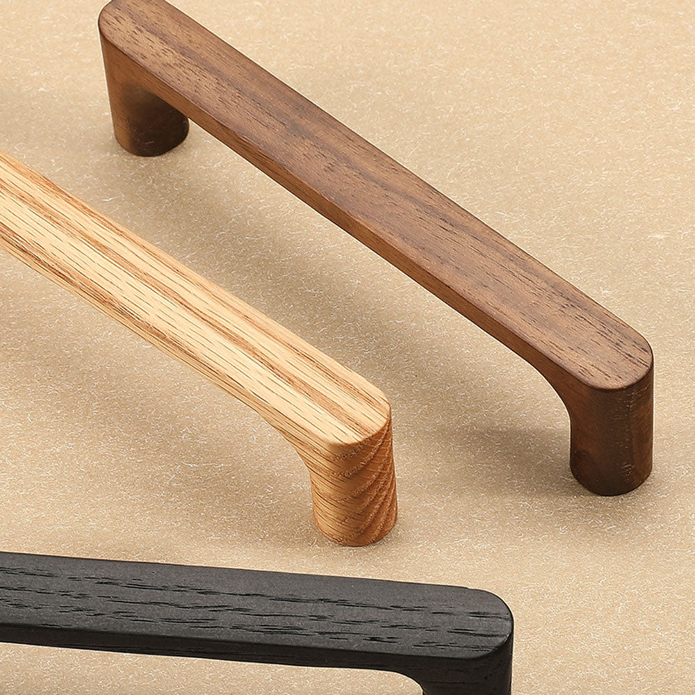 Modern Beech and Walnut D Cupboard Handles & Knobs