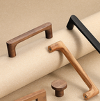 Modern Beech and Walnut D Cupboard Handles & Knobs