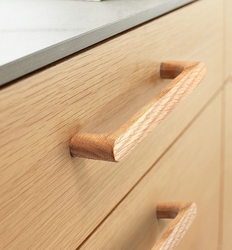 Modern Beech and Walnut D Cupboard Handles & Knobs