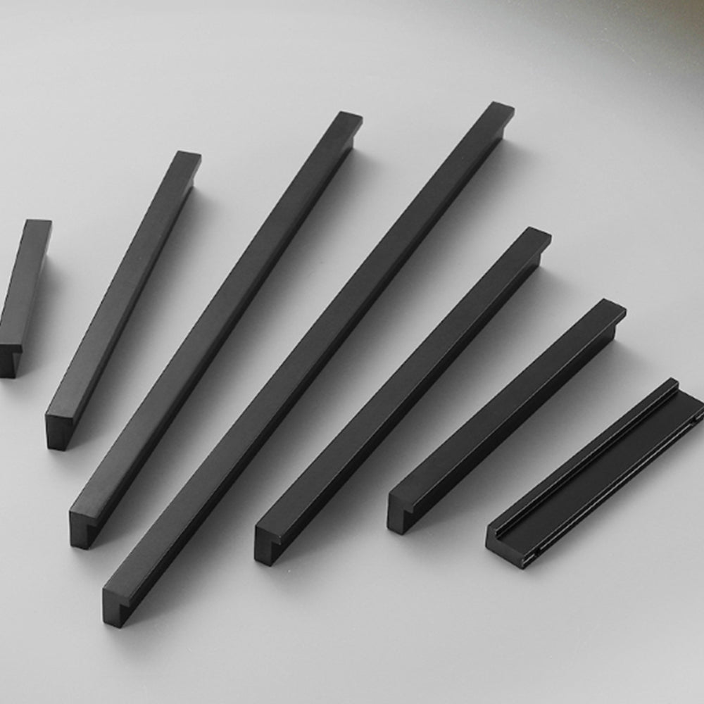 Modern Black L-Profile Finger Pull Cupboard Handles