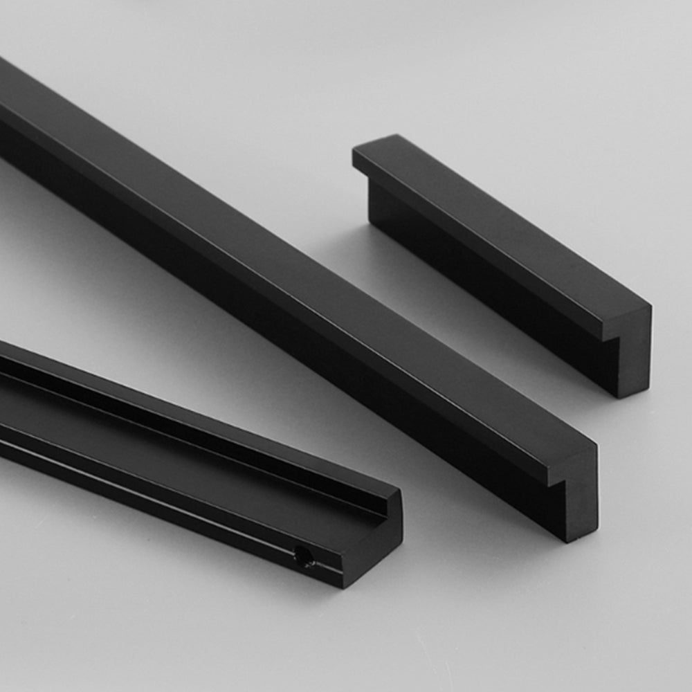 Modern Black L-Profile Finger Pull Cupboard Handles