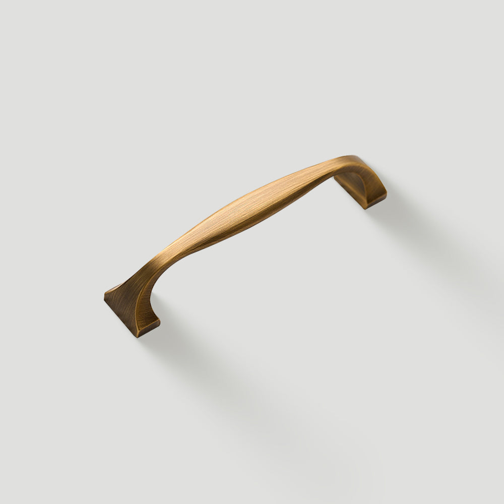 Modern Brass Bow Drawer Handles with Wide Square Feet