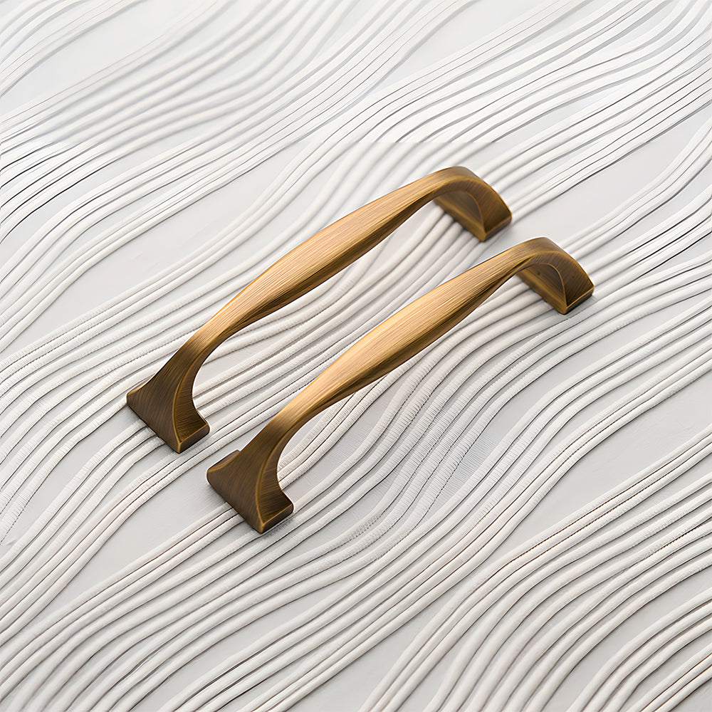 Modern Brass Bow Drawer Handles with Wide Square Feet