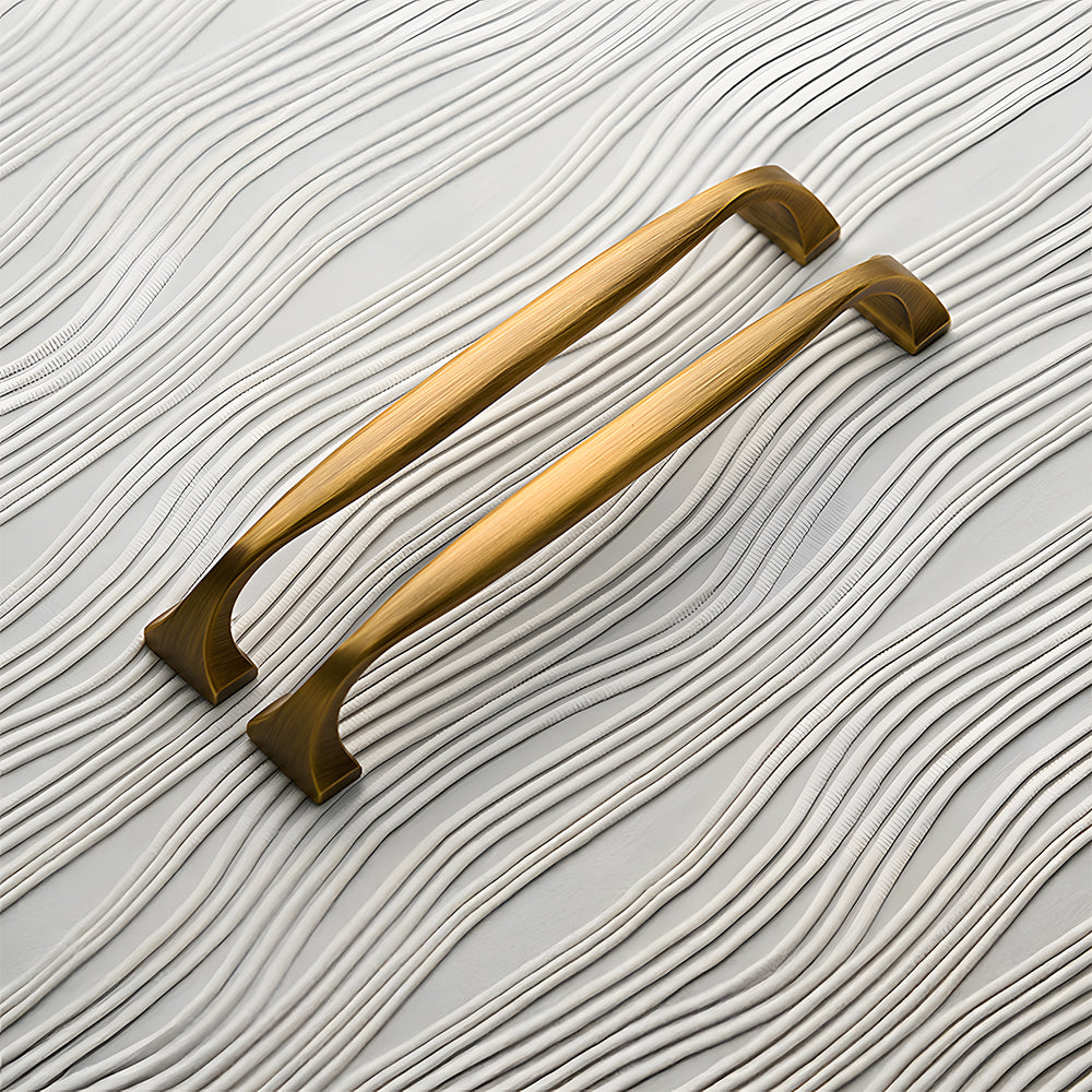 Modern Brass Bow Drawer Handles with Wide Square Feet