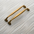Modern Brass Bow Drawer Handles with Wide Square Feet