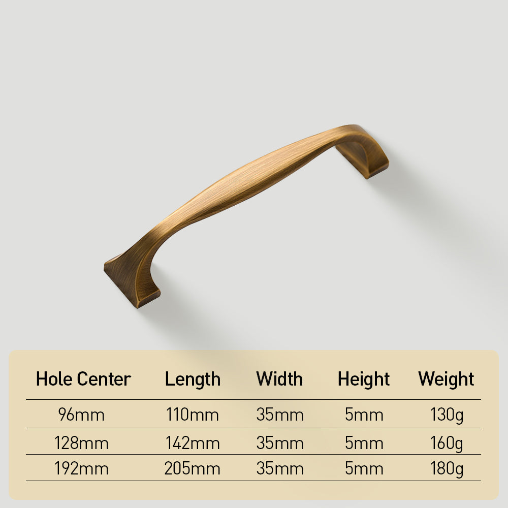 Modern Brass Bow Drawer Handles with Wide Square Feet