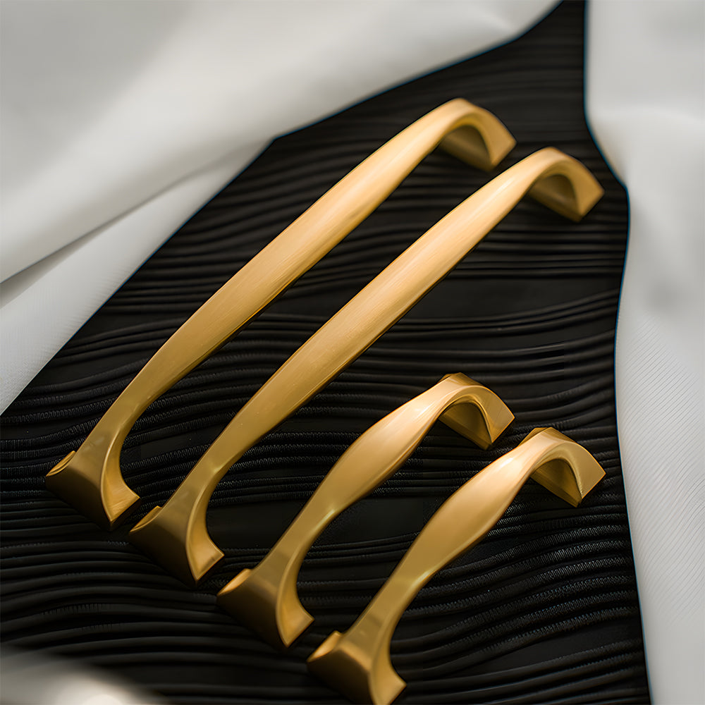 Modern Brass Bow Drawer Handles with Wide Square Feet