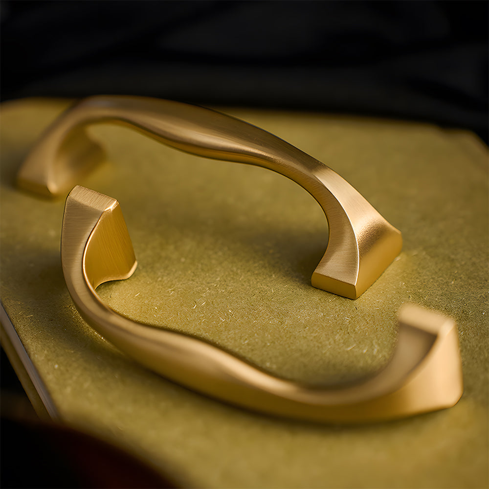 Modern Brass Bow Drawer Handles with Wide Square Feet