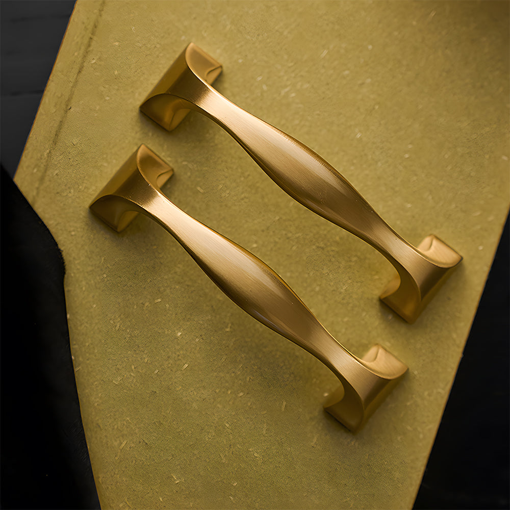 Modern Brass Bow Drawer Handles with Wide Square Feet