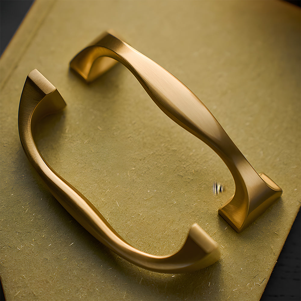Modern Brass Bow Drawer Handles with Wide Square Feet