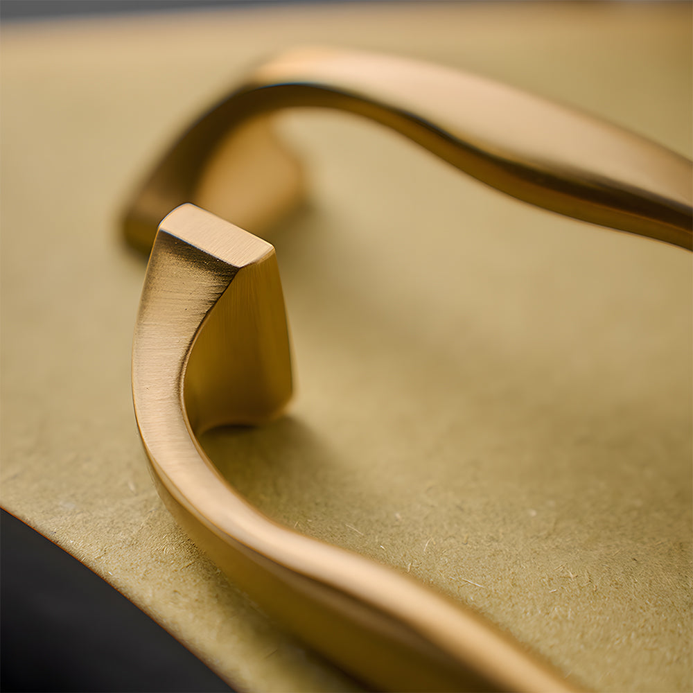 Modern Brass Bow Drawer Handles with Wide Square Feet