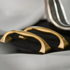 Modern Brass Bow Drawer Handles with Wide Square Feet