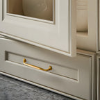 Modern Brass Bow Drawer Handles with Wide Square Feet