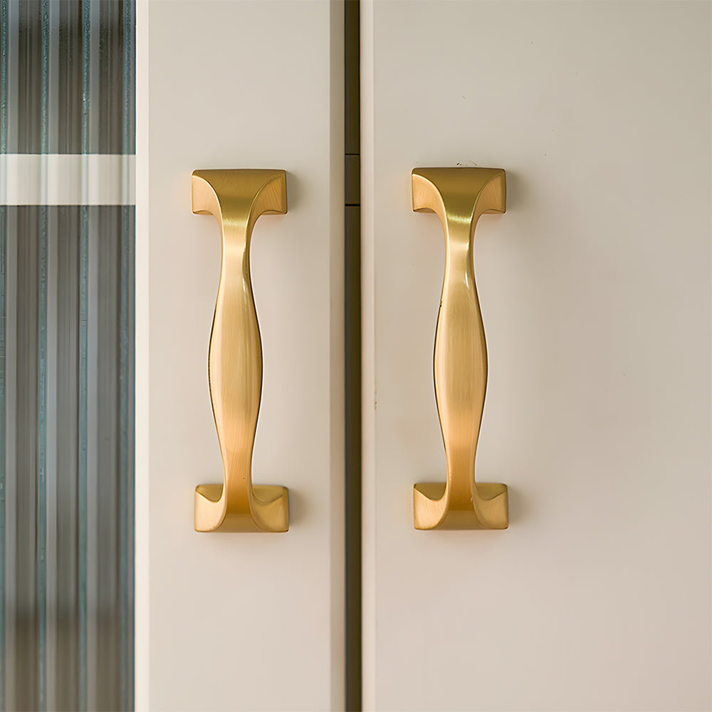 Modern Brass Bow Drawer Handles with Wide Square Feet