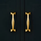 Modern Brass Bow Drawer Handles with Wide Square Feet