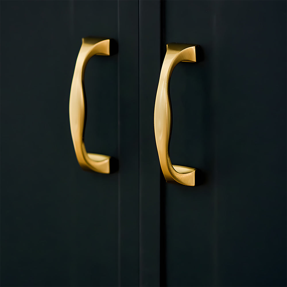 Modern Brass Bow Drawer Handles with Wide Square Feet