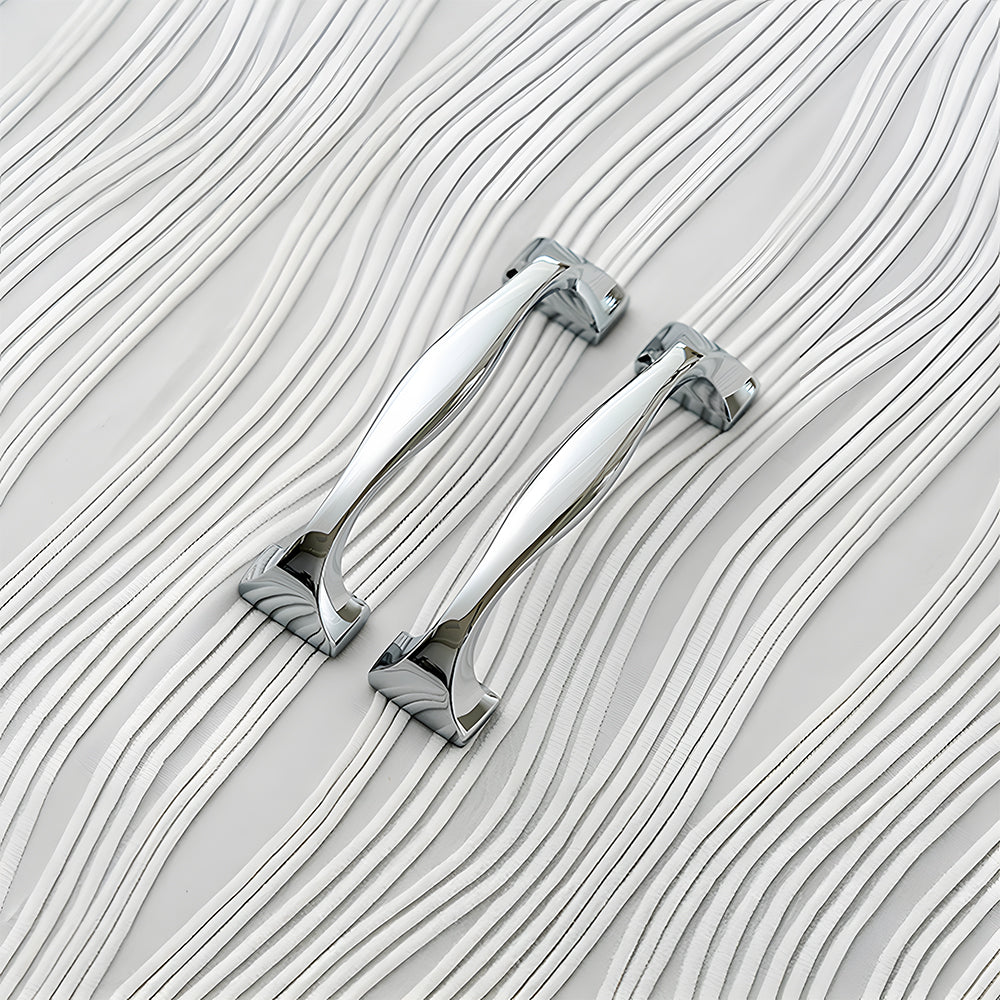 Modern Brass Bow Drawer Handles with Wide Square Feet