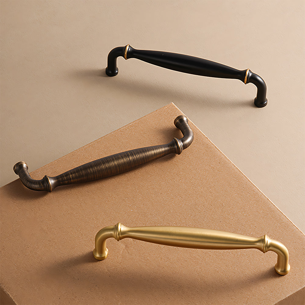Modern Brass D Cupboard Handles with Tapered Grip