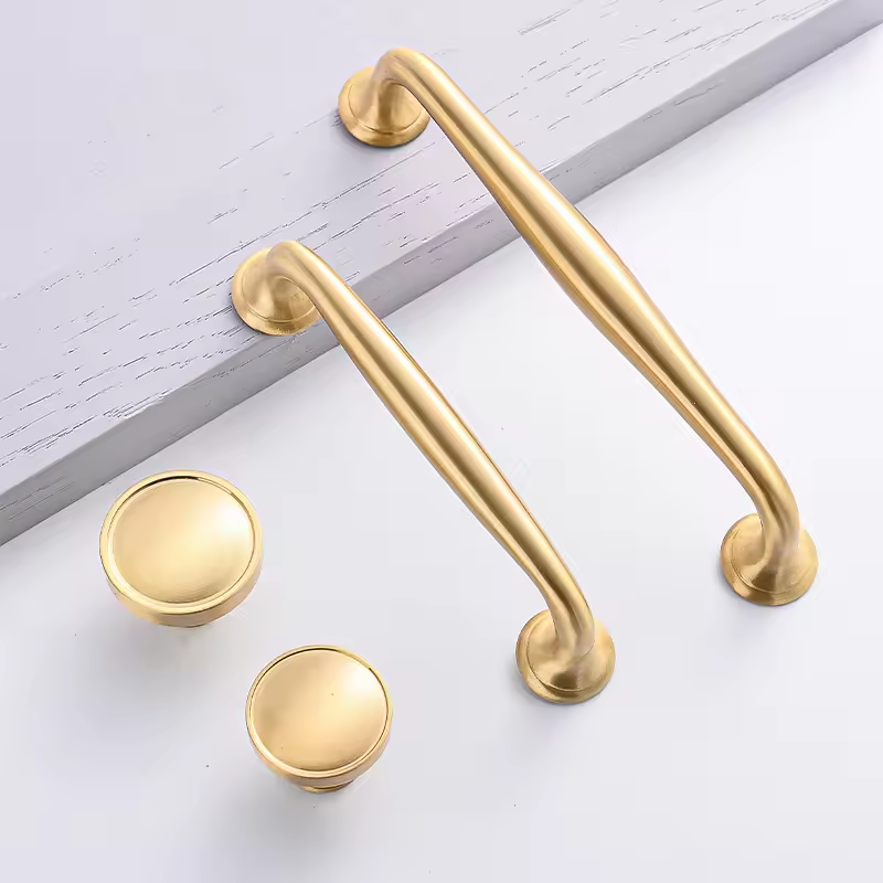 Modern Brass D Wardrobe Handles & Round Knobs