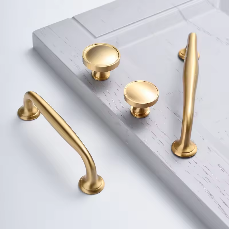 Modern Brass D Wardrobe Handles & Round Knobs