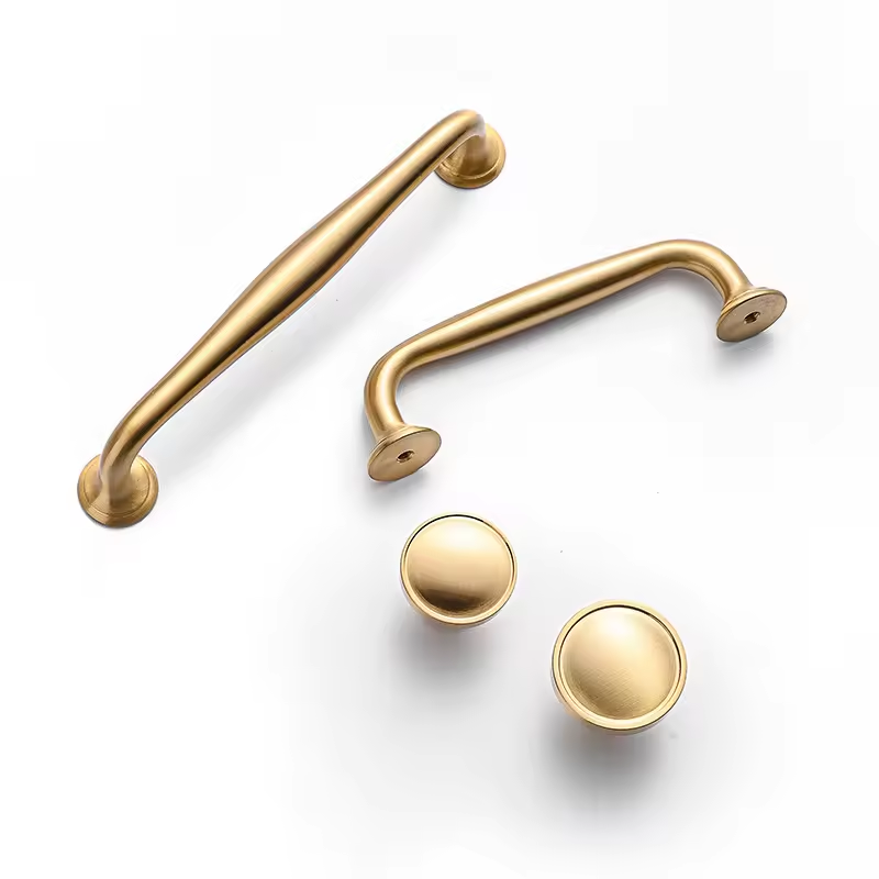 Modern Brass D Wardrobe Handles & Round Knobs