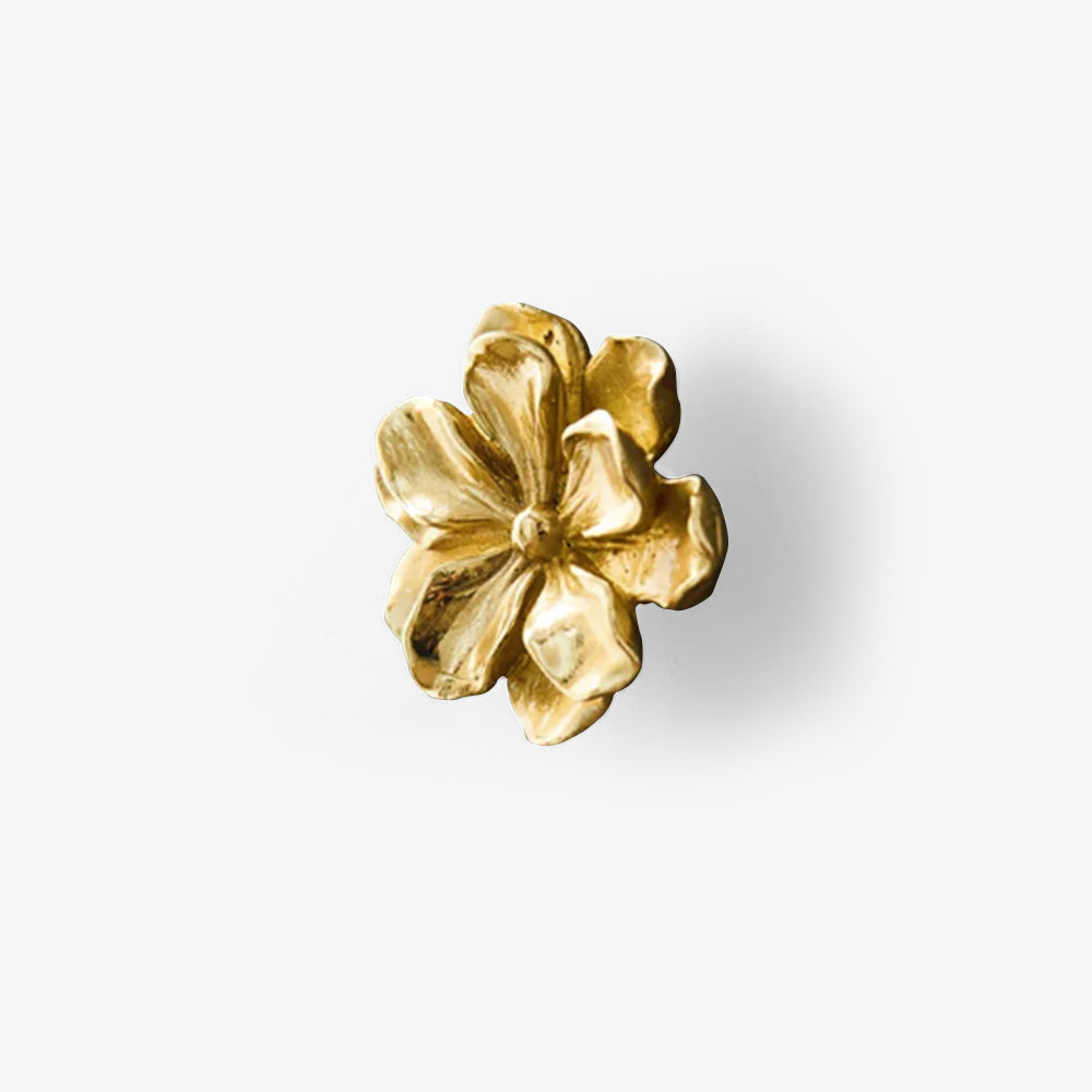 Modern Brass Flower Drawer Knobs