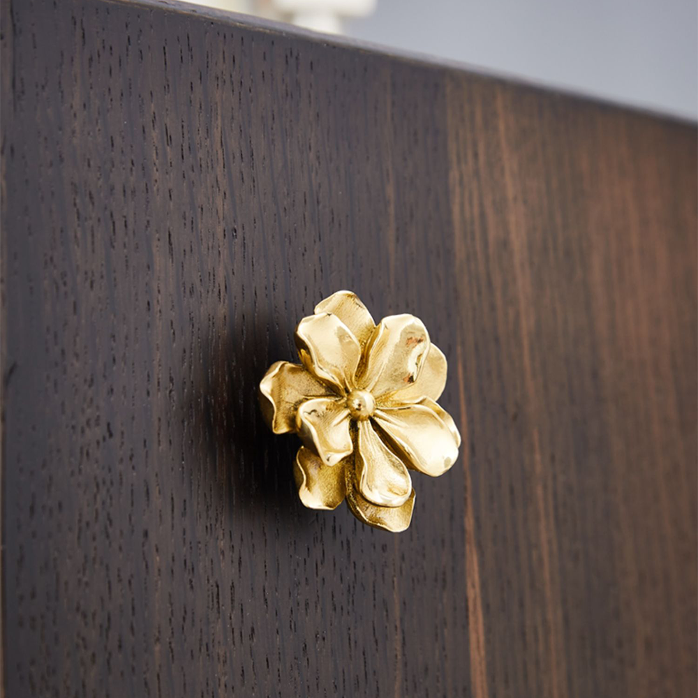 Modern Brass Flower Drawer Knobs