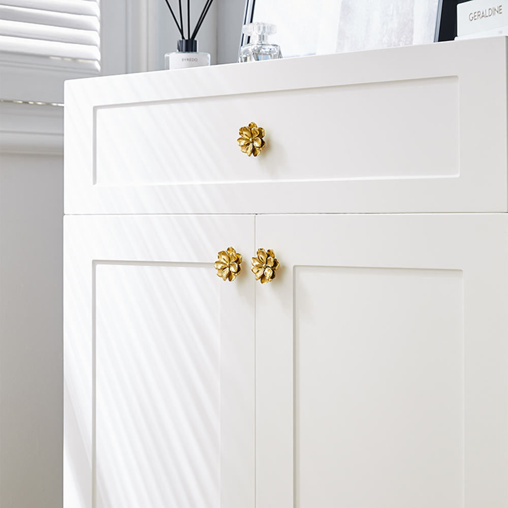 Modern Brass Flower Drawer Knobs