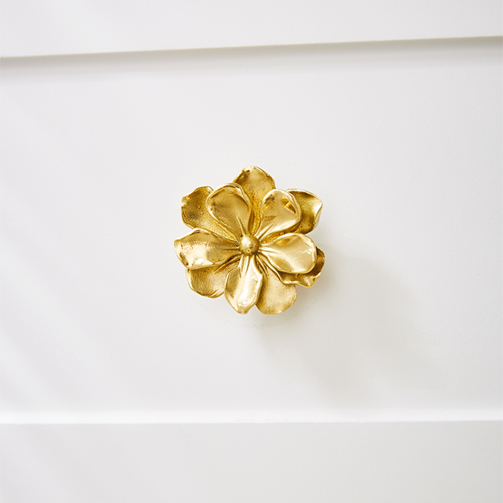 Modern Brass Flower Drawer Knobs