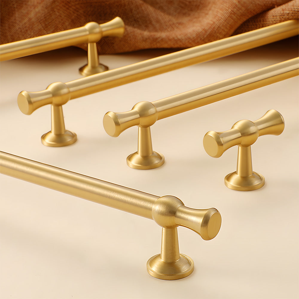Modern Brass T-Bar Cupboard Handles & Knobs