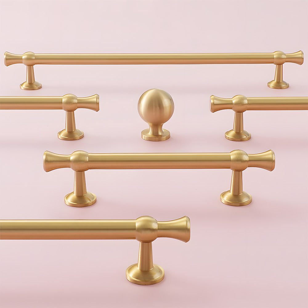 Modern Brass T-Bar Cupboard Handles & Knobs