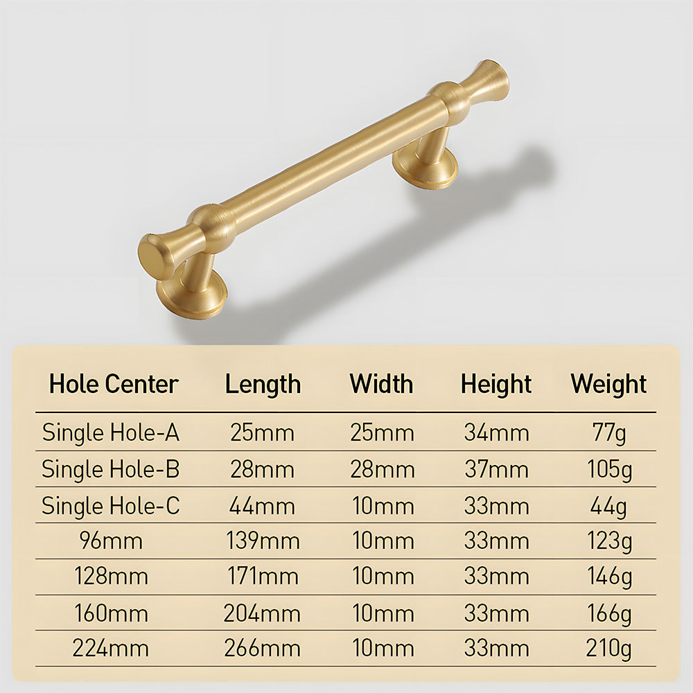 Modern Brass T-Bar Cupboard Handles & Knobs