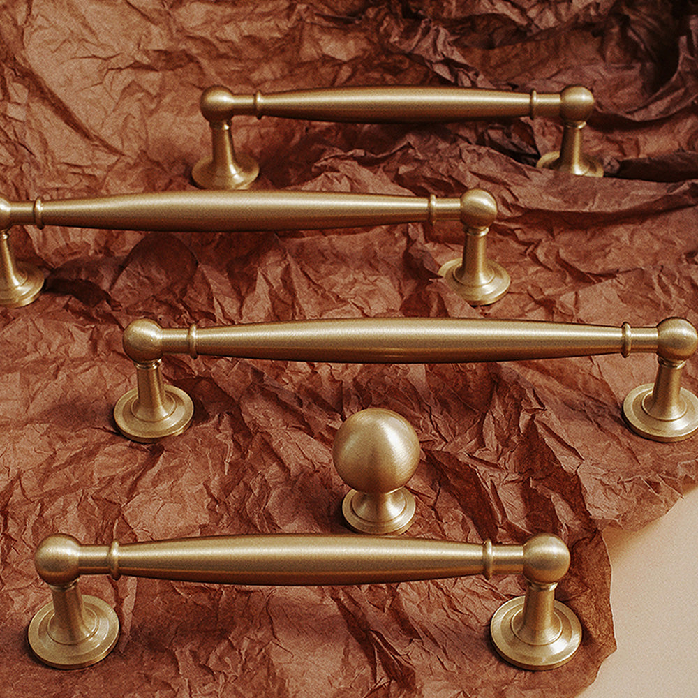 Modern Brushed Brass Wardrobe Handles with Tapered Grip