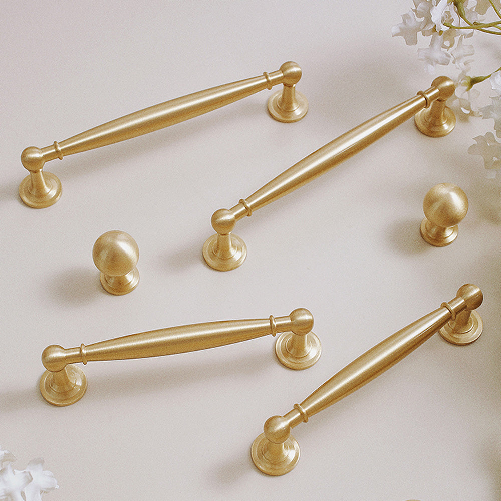 Modern Brushed Brass Wardrobe Handles with Tapered Grip