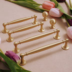 Modern Brushed Brass Wardrobe Handles with Tapered Grip