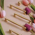 Modern Brushed Brass Wardrobe Handles with Tapered Grip