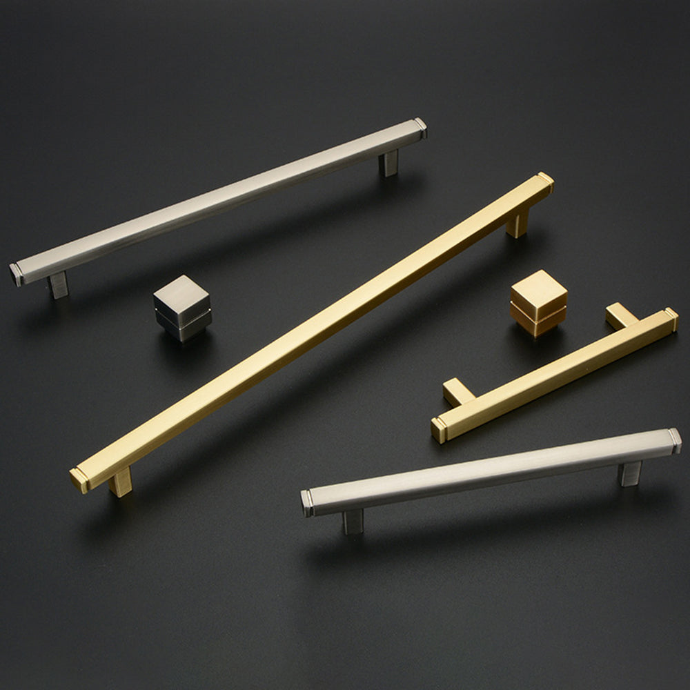 Modern Brushed Square T-Bar Cupboard Handles
